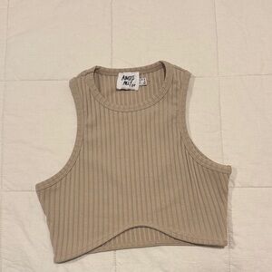 Princess Polly Beige Ribbed Crop Top